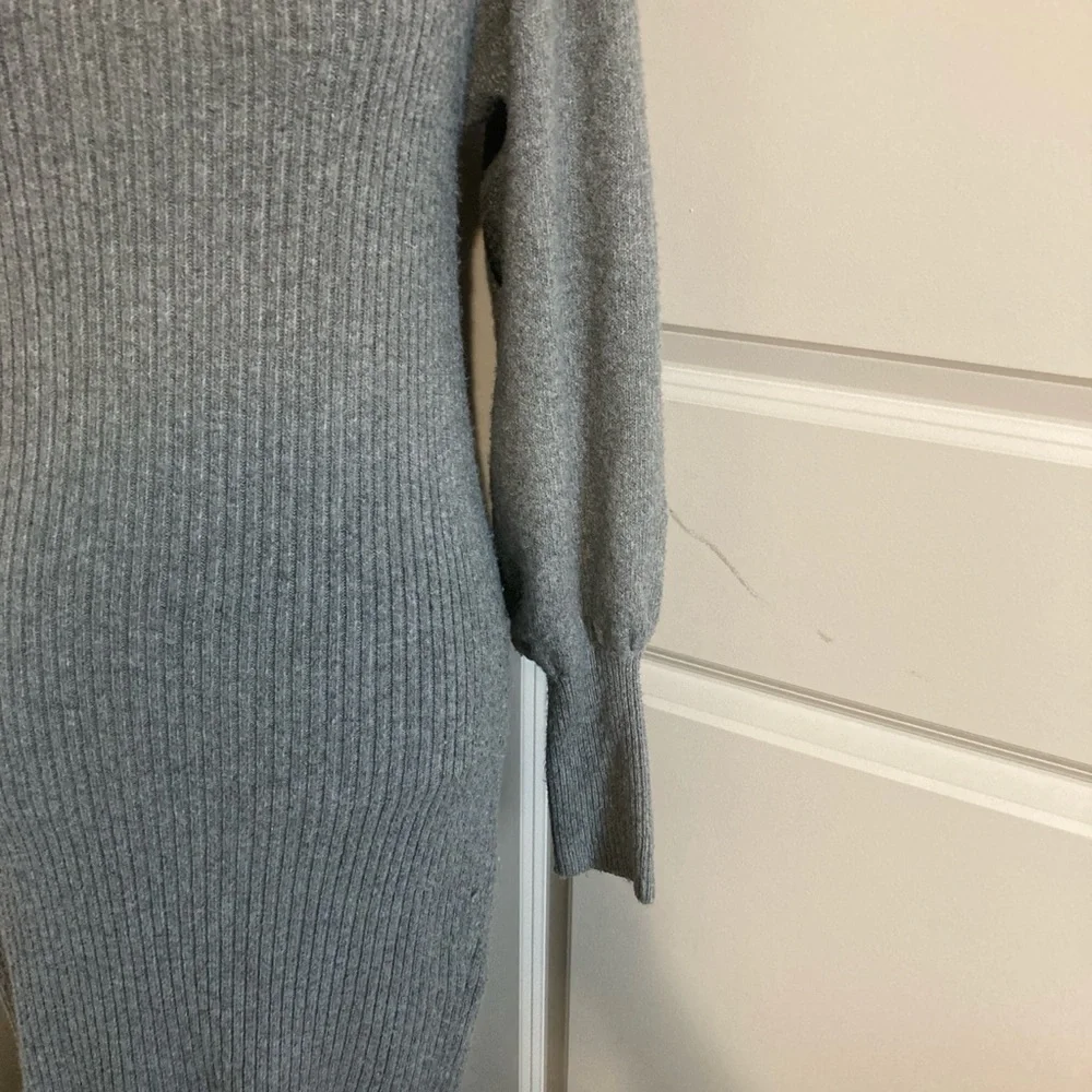 Scoop Women’s Gray Knit Long Puff Sleeve Maxi Dress - Picture 3 of 5